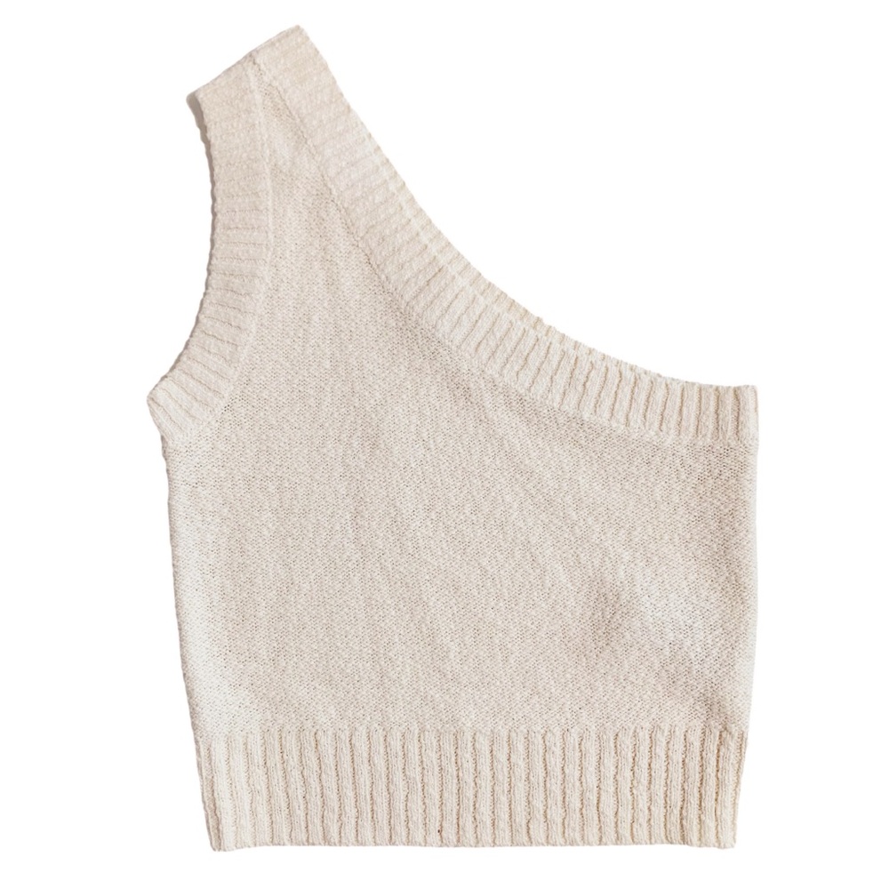 Madewell Cream One-Shoulder Crop Top